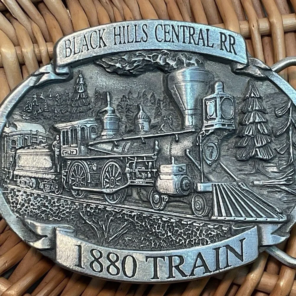 Black Hills Central Railroad RR Hill City SD 1880 Train Belt Buckle Vintage 1996